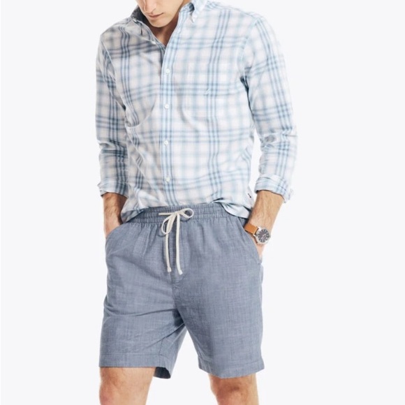 Nautical Men’s 7" BOARDWALK SHORT Size M Blue Stern Casual Spring Break Elastic - Picture 1 of 9
